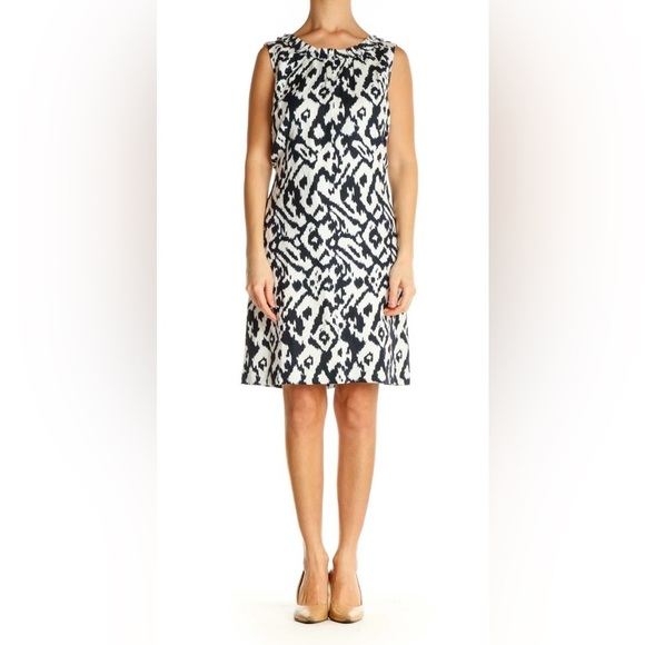 LOFT Petite Blue Ikat Shift Dress - Picture 2 of 13